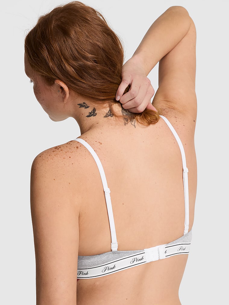 PINK Wear Everywhere Wear Everywhere Lightly Lined Wireless Triangle Bra, Medium Heather Grey, onModelBack, 2 of 3