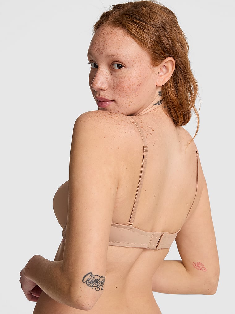 PINK Wear Everywhere Wear Everywhere™ Push-Up Strapless Bra, Praline, onModelBack, 2 of 4