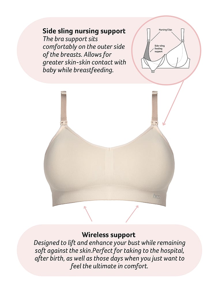 Victoria's Secret, Hotmilk My Necessity Wireless Multifit Nursing Bra, Beige, detail, 3 of 3