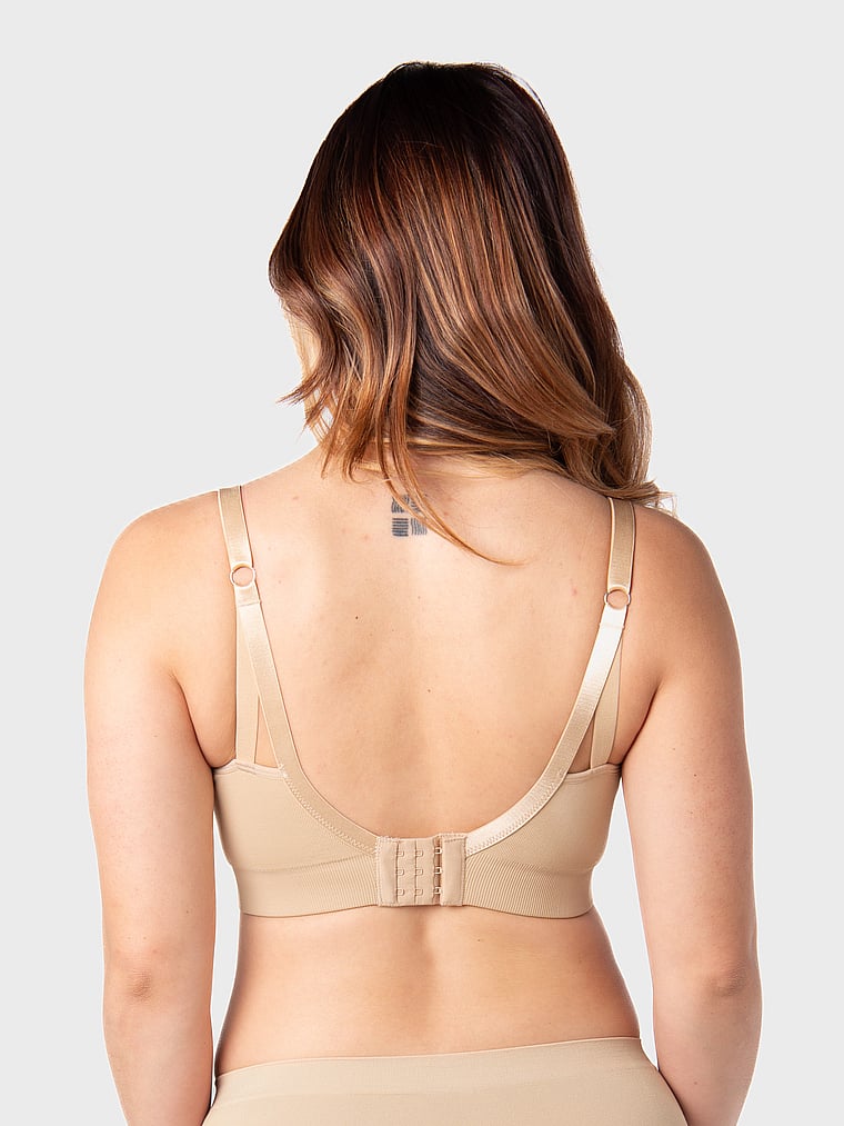 Victoria's Secret, Hotmilk My Necessity Wireless Multifit Nursing Bra, Beige, onModelBack, 2 of 3