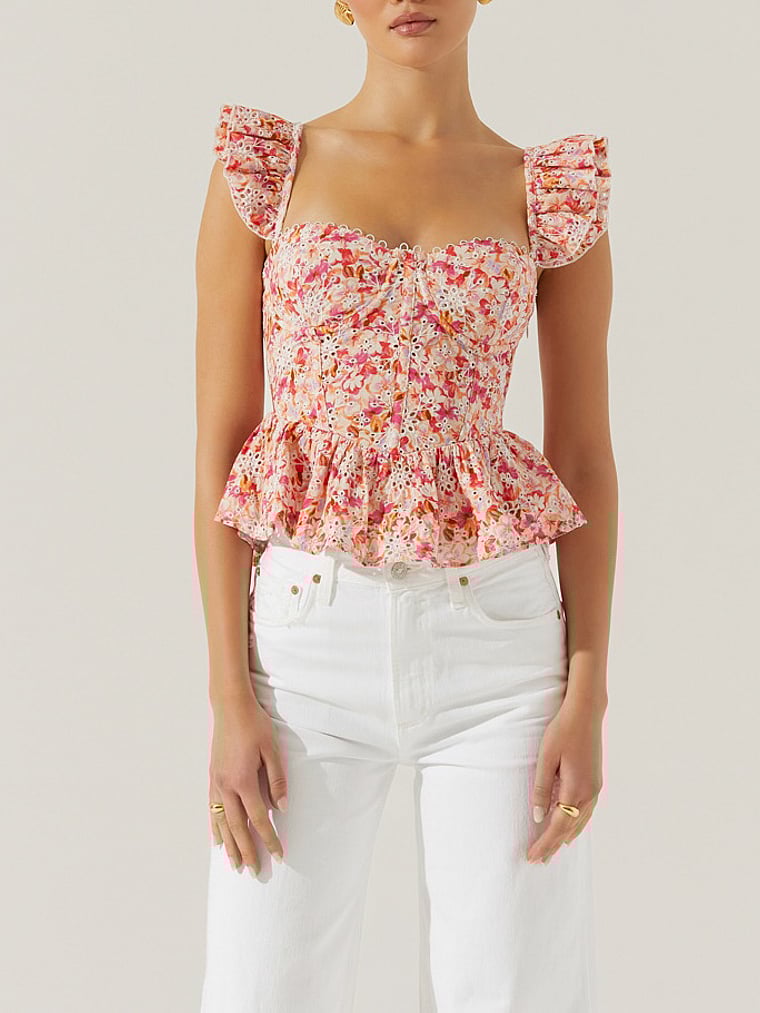 Victoria's Secret, Astr The Label Baylin Top, Pink Multi Floral, onModelFront, 1 of 2
