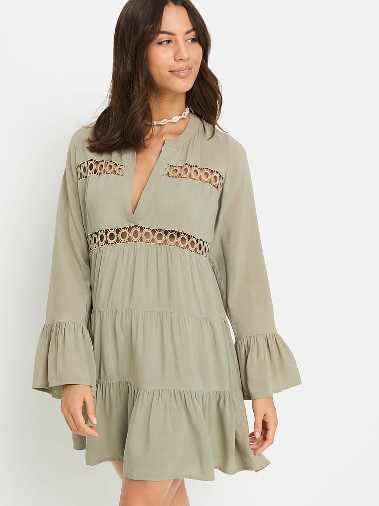 Short V-neck Ruffle Dress