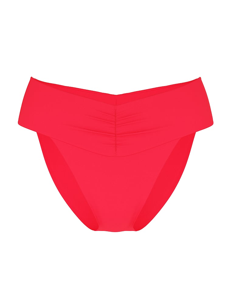 Victoria's Secret, Victoria's Secret Swim Essential Cinched High-Waist Bikini Bottom, Pink Island, offModelFront, 3 of 3