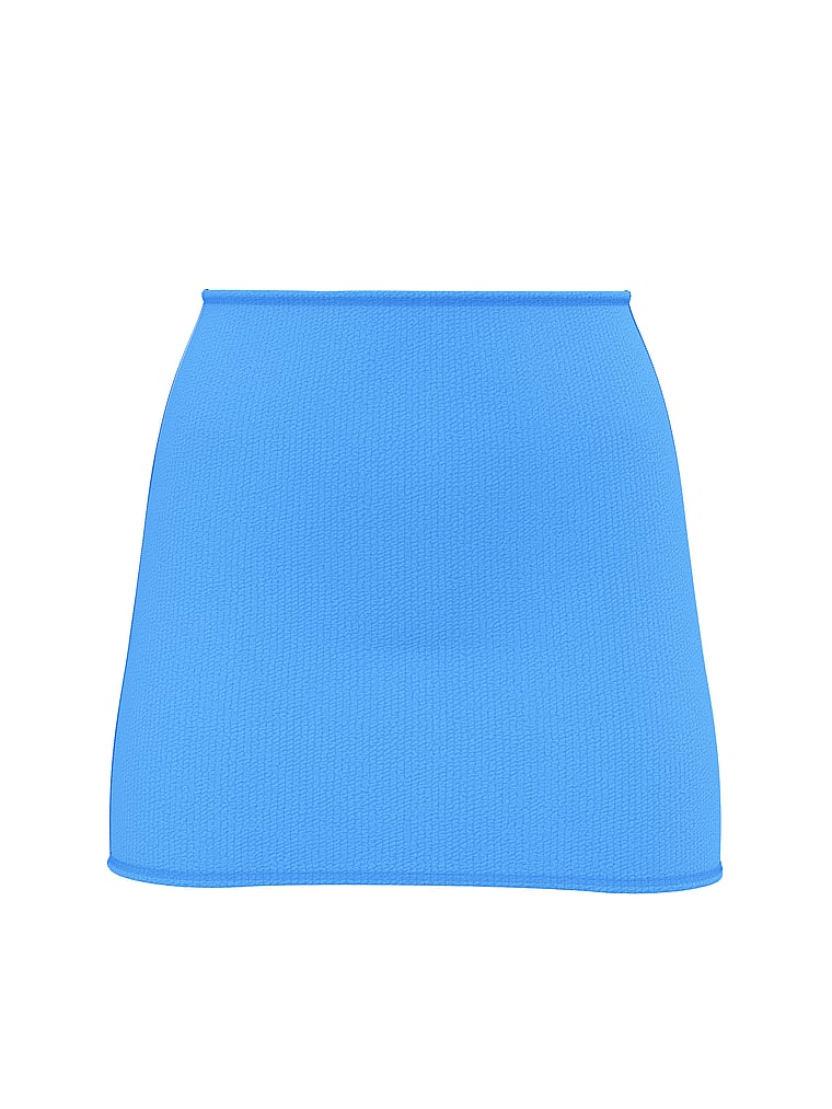 Victoria's Secret, Victoria's Secret Swim Crinkle Swim Cover-Up Skirt, Blue, offModelFront, 3 of 3