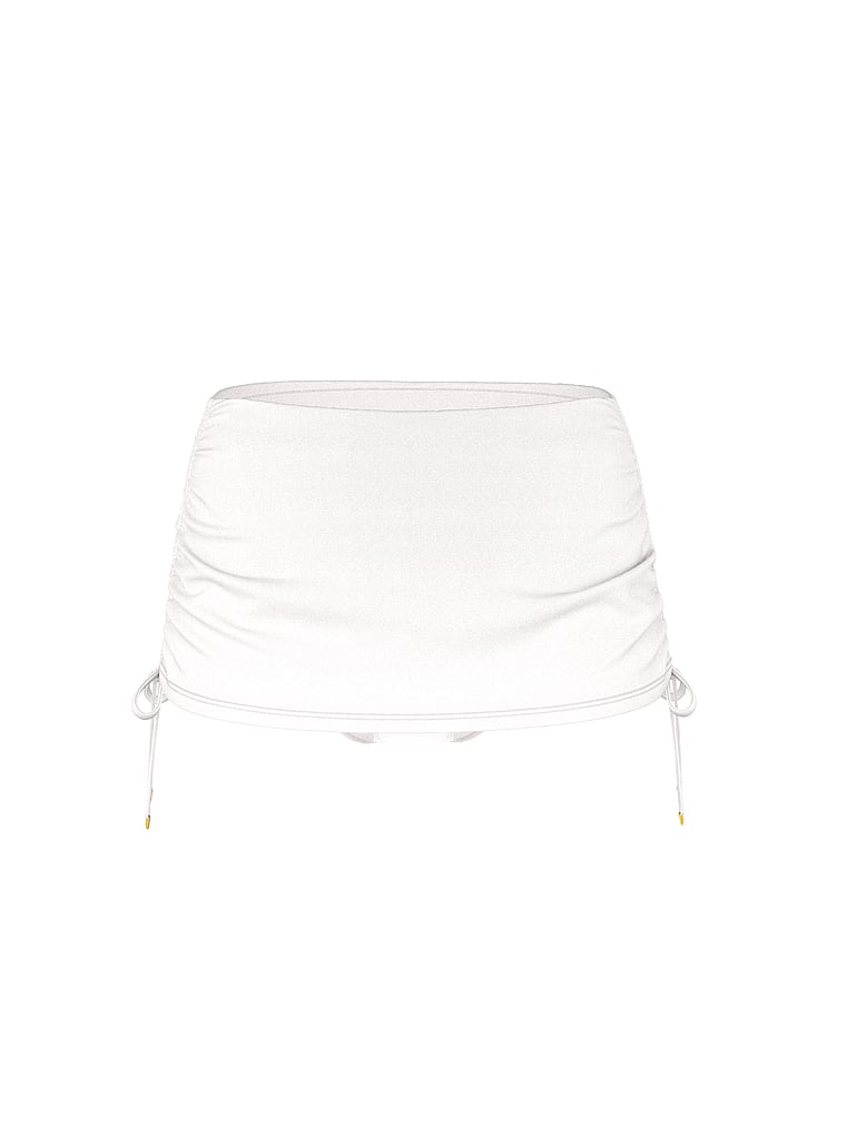Victoria's Secret, Victoria's Secret Swim Essential Ruched Swim Skirt, Coconut White, offModelFront, 3 of 3