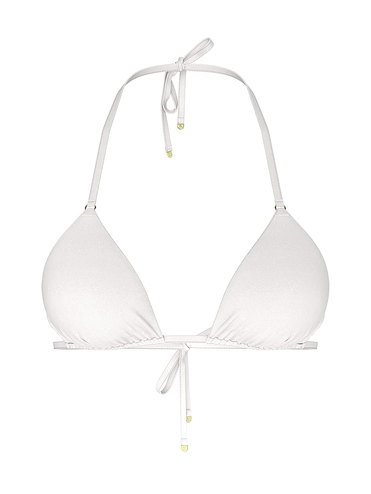 Victoria's Secret, Victoria's Secret Swim Diamanté Triangle Bikini Top, Coconut White, offModelFront, 3 of 4