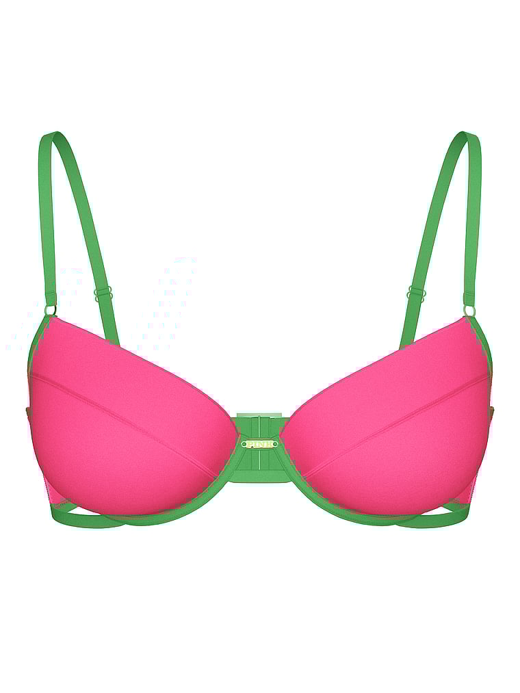 PINK Strappy Push-Up Bikini Top, Carmine Rose, offModelFront, 3 of 3