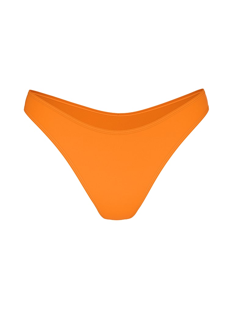 PINK by Frankies Bikinis Moon Bay Thong Bikini Bottom, Intense Orange, offModelFront, 1 of 1