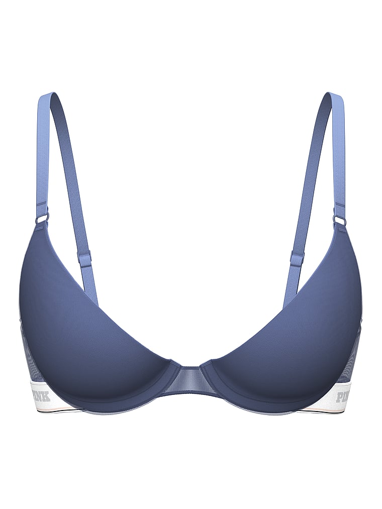 PINK Wear Everywhere Wear Everywhere Push-Up Bra, Dusty Iris, offModelFront, 3 of 3