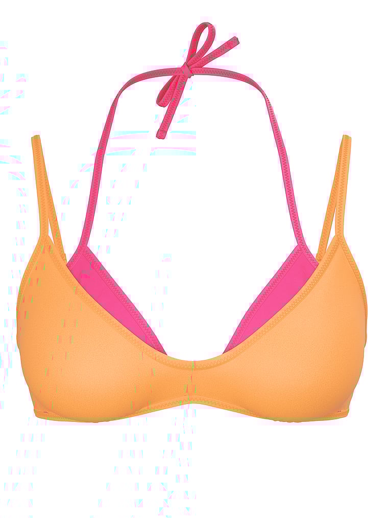 PINK Layered Scoop Bikini Top, Vitamin C with Carmine Rose, offModelFront, 4 of 4