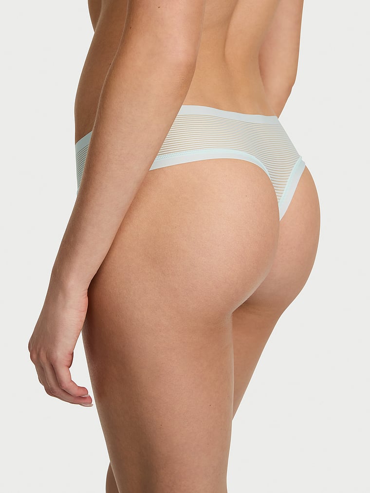 Victoria's Secret, No-Show No-Show Mesh Thong Panty, Tradewinds Blue, onModelBack, 2 of 2 Kennidy is 5'11" and wears Small