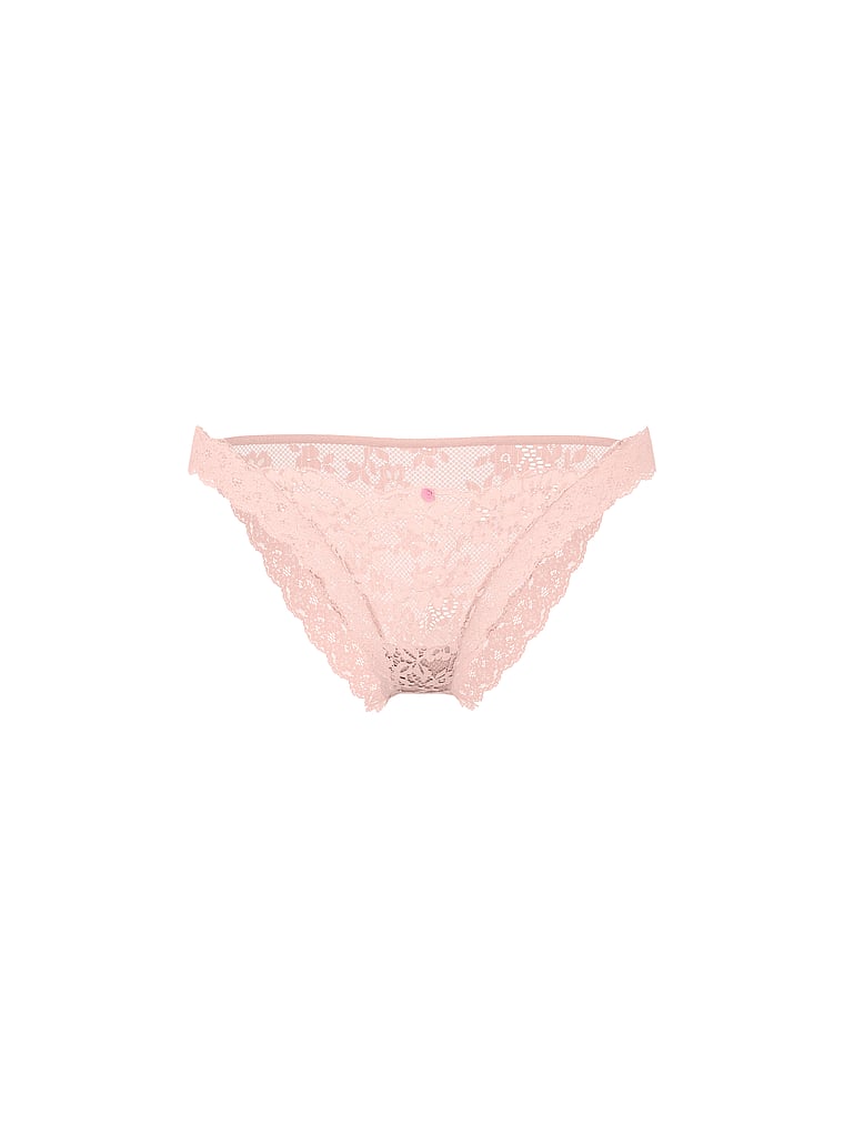 Victoria's Secret, Dream Angels Lace-Trim Bikini Panty, Purest Pink, offModelFront, 3 of 3
