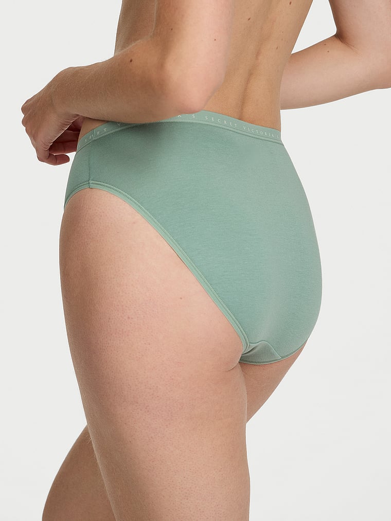 Victoria's Secret, Victoria's Secret Stretch Pointelle High-Leg Brief Panty, Seasalt Green, onModelBack, 2 of 3 Maggie is 5'7" and wears Small