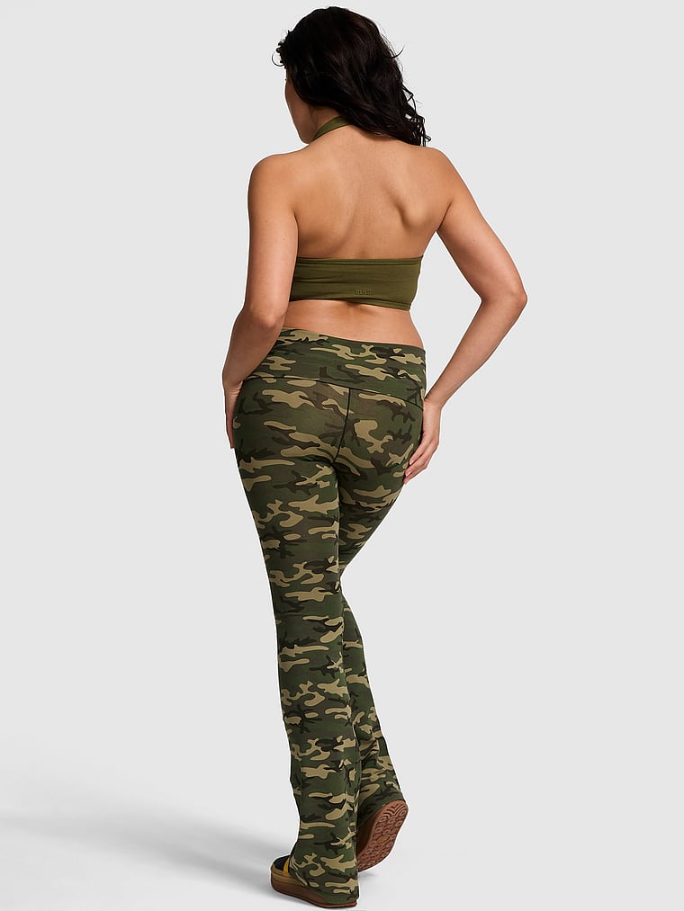 PINK All-Day Cotton Foldover Flare Leggings, CAMO, onModelBack, 2 of 4 Isabella is 5'9" and wears Medium