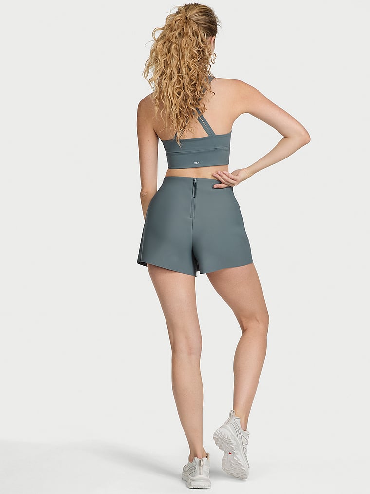 Victoria's Secret, VSX VSX Defined Scuba Skort, Dark Steel, onModelBack, 2 of 3 Tanya is 5'10" or 178cm and wears Small