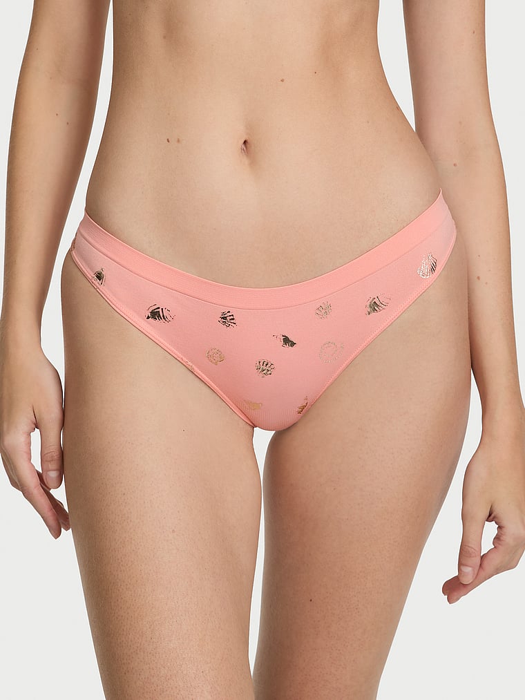 Victoria's Secret, Seamless Seamless Thong Panty, Just Peachy Seashells, onModelFront, 1 of 2 Tanya is 5'10" and wears Small