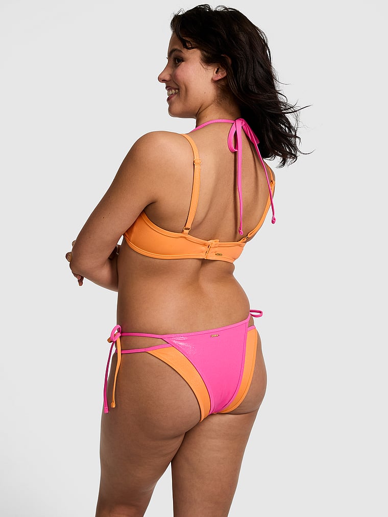 PINK Layered Scoop Bikini Top, Vitamin C with Carmine Rose, onModelBack, 2 of 4 Isabella is 5'9" and wears 36B or Medium