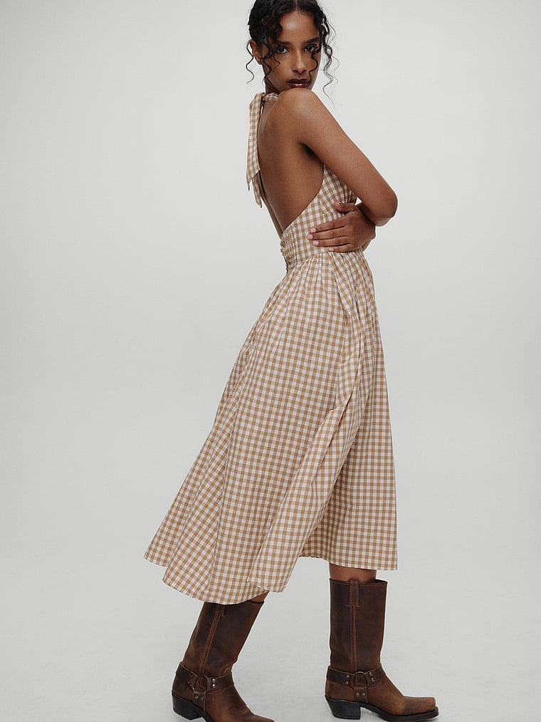 Victoria's Secret, Frankies Bikinis Prairie Poplin Midi Dress, Rodeo Gingham, onModelBack, 2 of 4