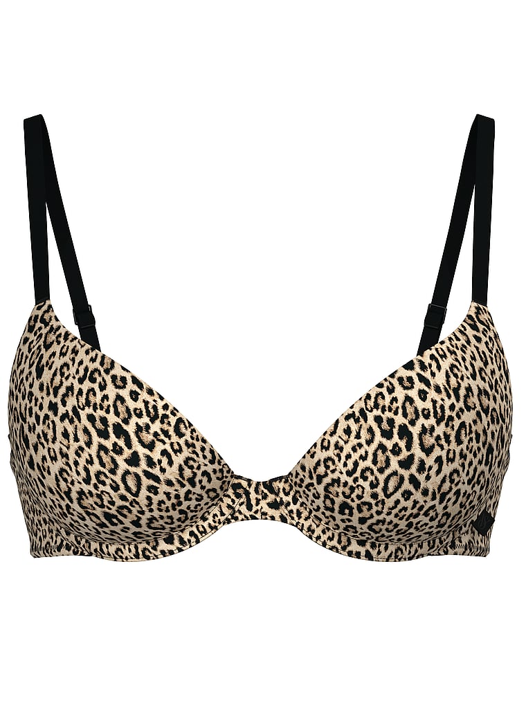 Victoria's Secret, Victoria's Secret Sexy Tee Smooth Lightly Lined Demi Bra, Leopard, offModelFront, 3 of 3