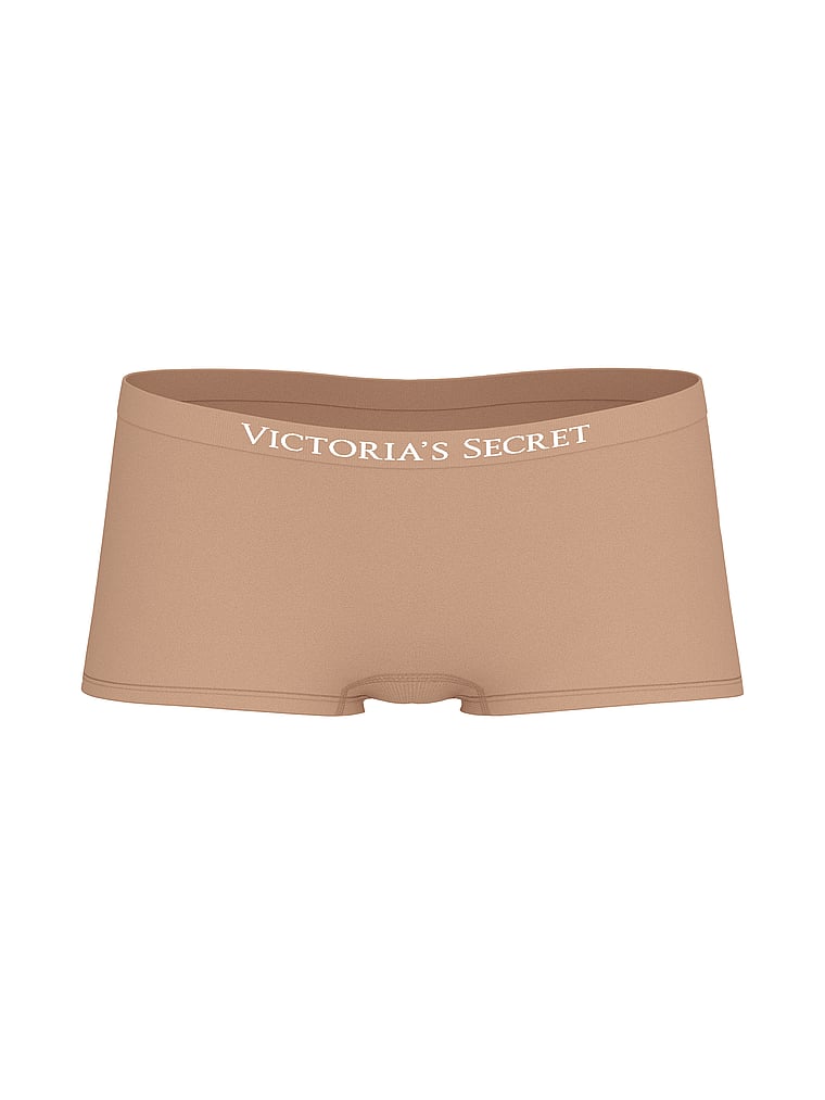Victoria's Secret, Seamless Seamless Boyshort Panty, Praline, offModelFront, 3 of 4