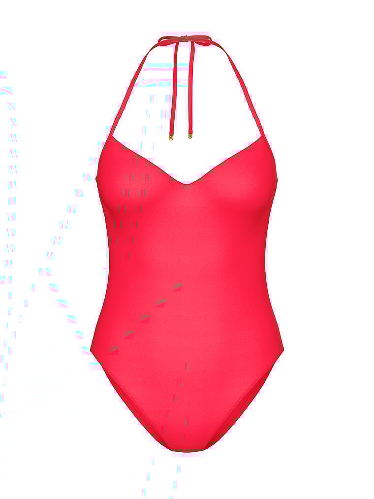 Victoria's Secret, Victoria's Secret Swim Essential Push-Up Cheeky One-Piece Swimsuit, Pink Island, offModelFront, 3 of 4