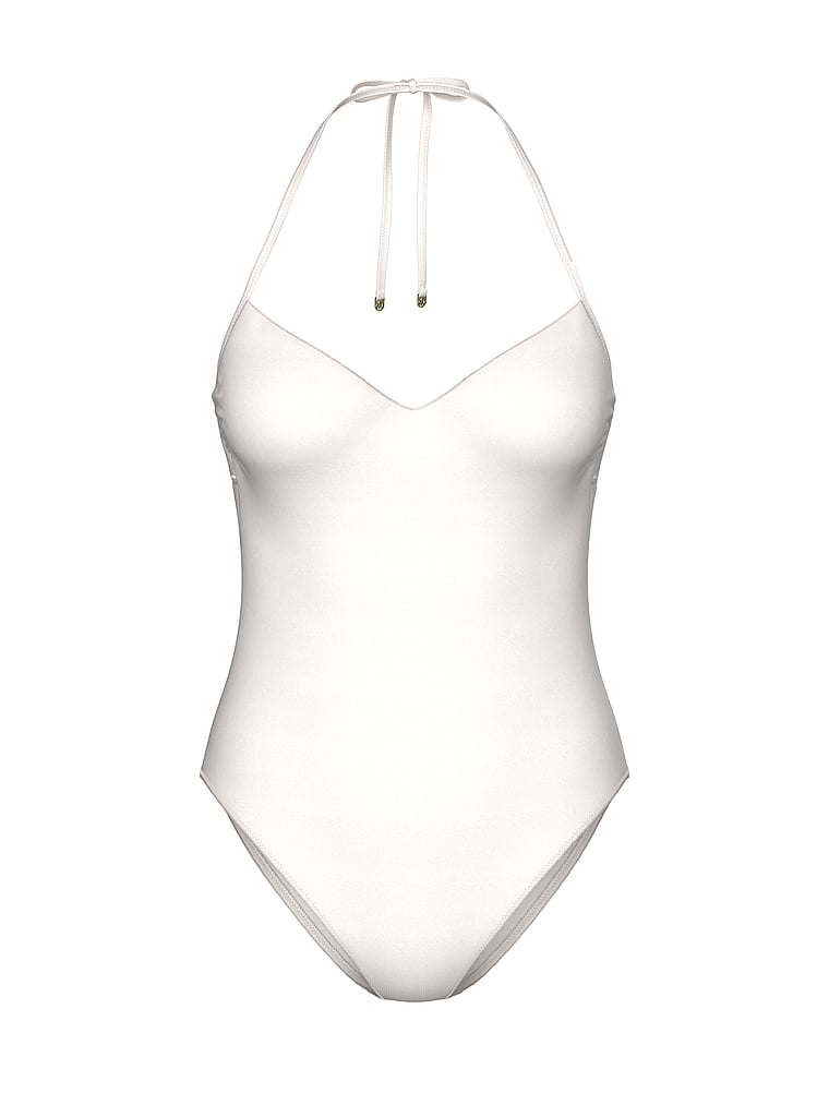 Victoria's Secret, Victoria's Secret Swim Push-Up Cheeky One-Piece Swimsuit, Coconut White, offModelFront, 3 of 3