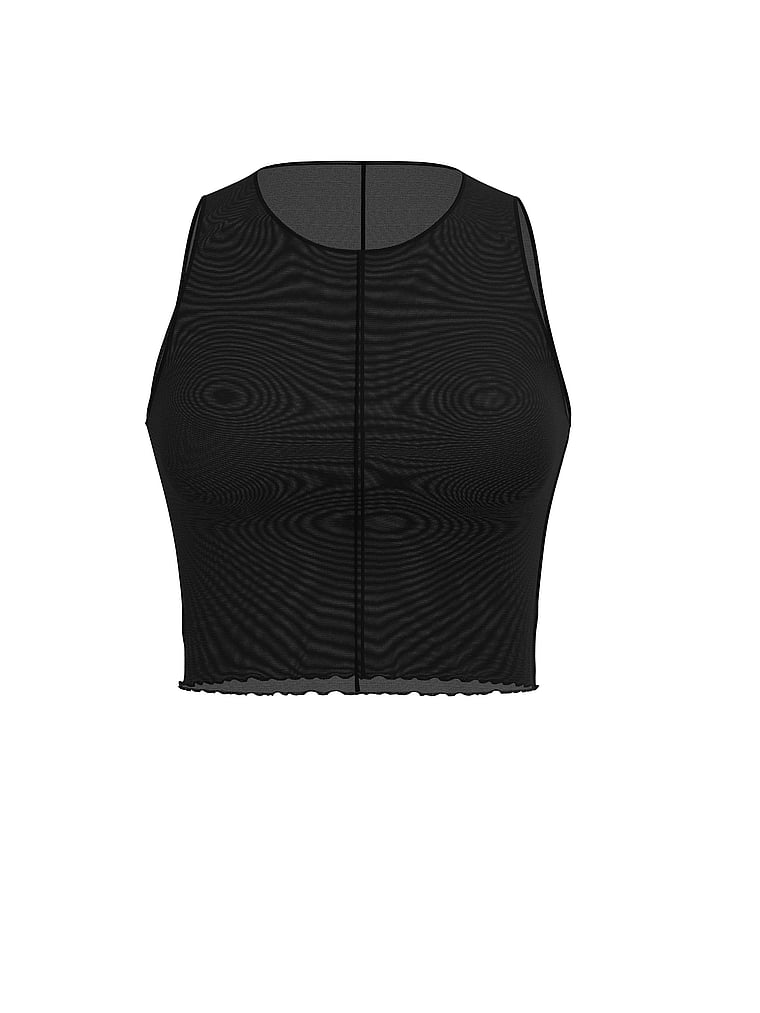 Victoria's Secret, Victoria's Secret Swim Beachwear Mesh Tank Top, Pure Black, offModelFront, 3 of 3