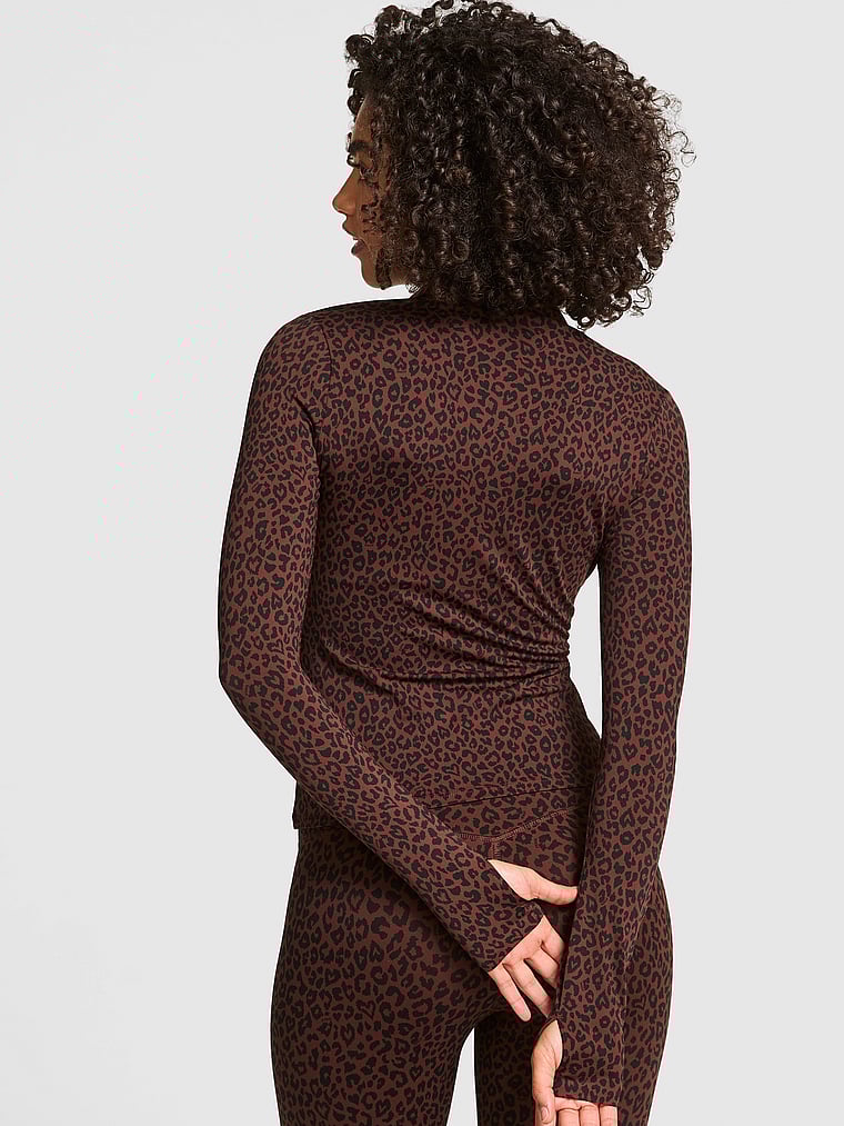 PINK Relay Full-Zip Jacket, LEOPARD, onModelBack, 2 of 3 Vanessa is 5'10" and wears Small