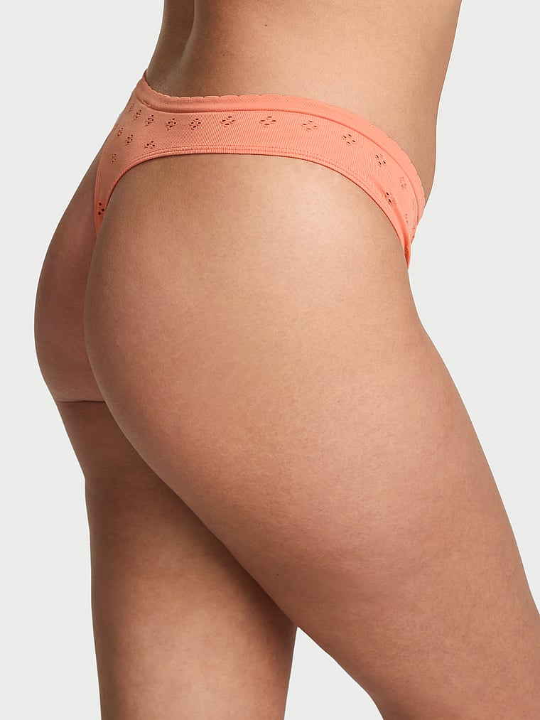 Victoria's Secret, Seamless Seamless Thong Panty, Peach Bellini, onModelBack, 2 of 3 Karmi is 5'10" or 178cm and wears Large