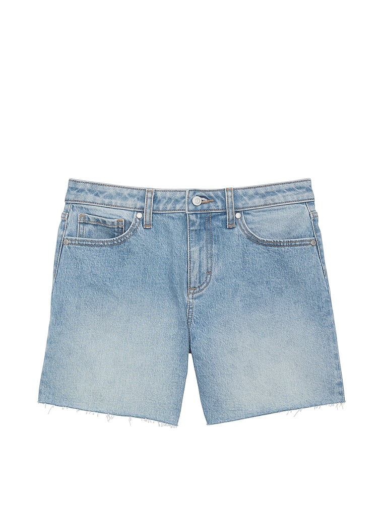 PINK Denim by PINK ‘90s Baggy Shorts, Light Wash, offModelFront, 4 of 4