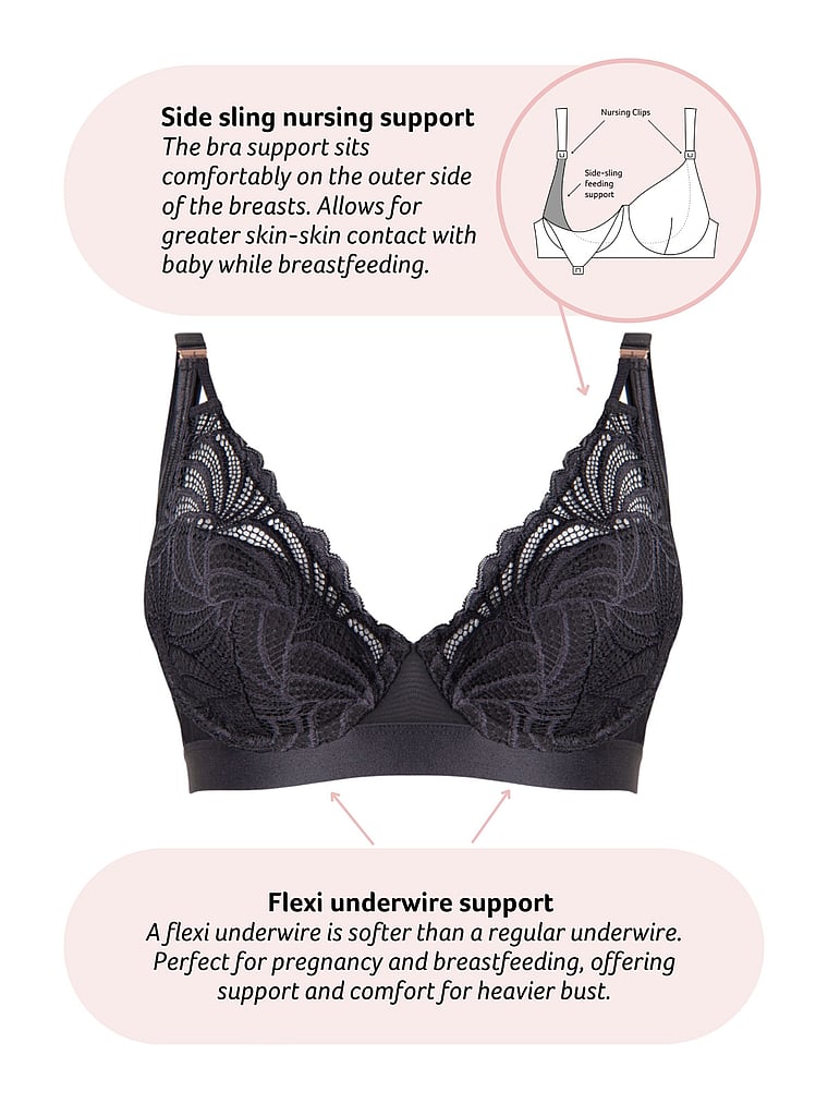 Victoria's Secret, Hotmilk Warrior Plunge 2.0 Flexwire Nursing Bra, Black, detail, 3 of 3