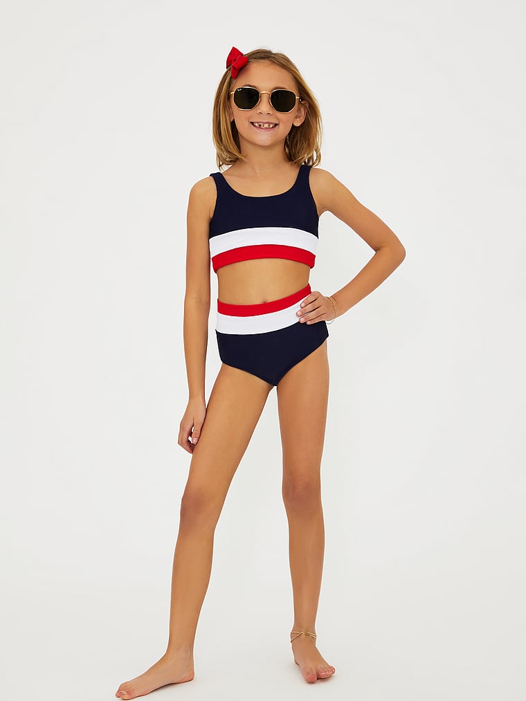 Victoria's Secret, Beach Riot Little Mackenzie & Heidi Two-Piece Swimsuit, AMERICANA COLORBLOCK, offModelFront, 3 of 4