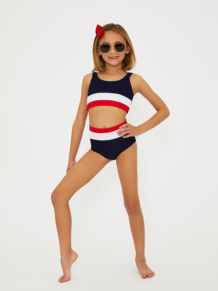 Victoria's Secret, Beach Riot Little Mackenzie & Heidi Two-Piece Swimsuit, AMERICANA COLORBLOCK, onModelFront, 1 of 4