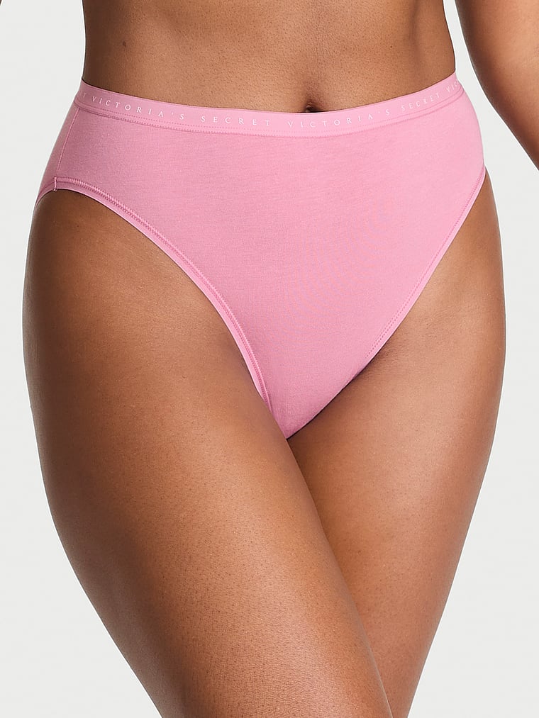 Victoria's Secret, Victoria's Secret Ultra-Fine Modal High-Leg Brief Panty, Lilac Pink, onModelFront, 1 of 3 Tsheca  is 5'9" or 175cm and wears Small