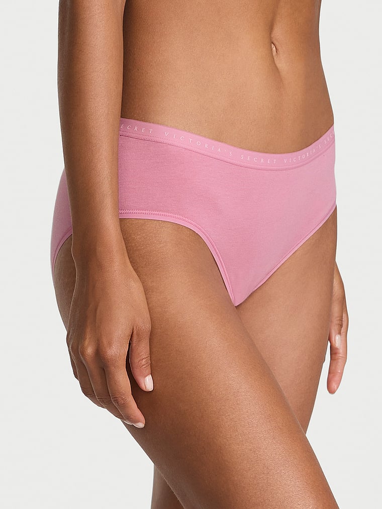 Victoria's Secret, Victoria's Secret Stretch Cotton Hiphugger Panty, Lilac Pink, onModelFront, 1 of 3 Daiane is 5'11" and wears Small