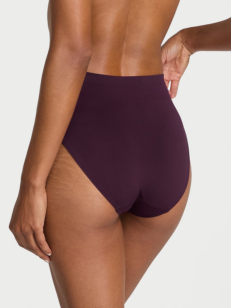 Victoria's Secret, Seamless Seamless Ribbon Slot High-Leg Brief Panty, Winter Wine, onModelBack, 2 of 3 Daiane is 5'11" and wears Small