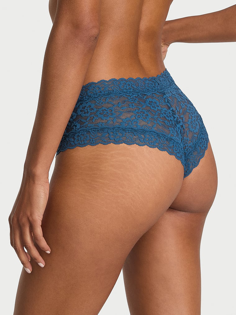 Victoria's Secret, The Lacie Lace Cheeky Panty, Midnight Sea, onModelBack, 2 of 4 Daiane is 5'11" and wears Small