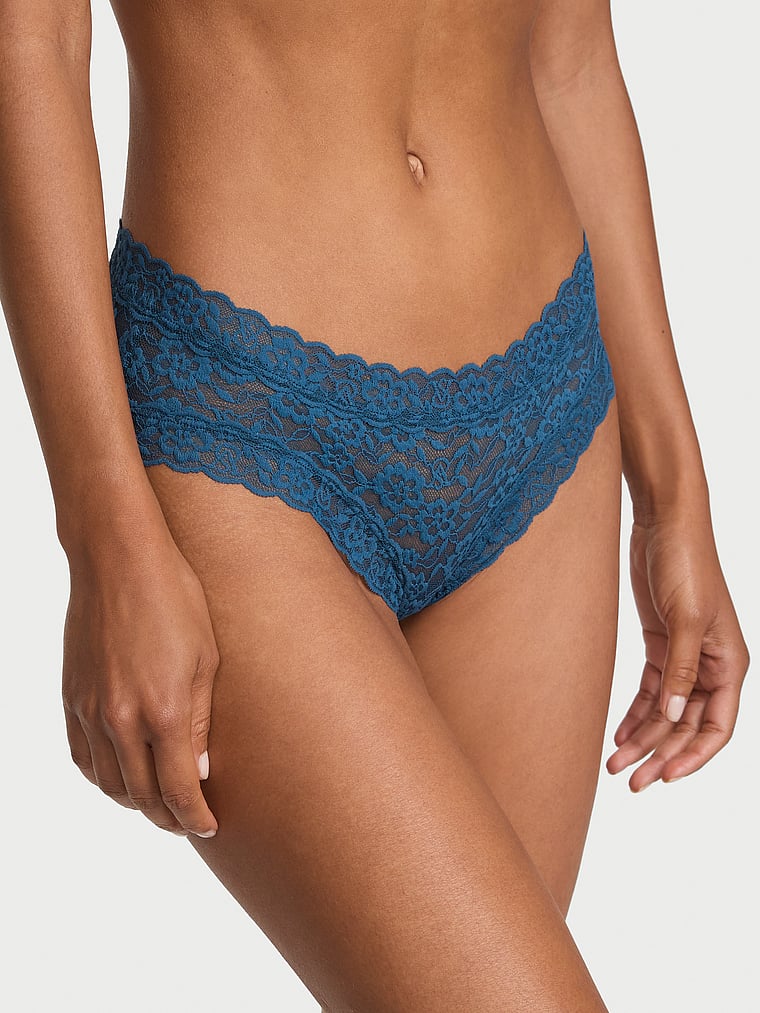Victoria's Secret, The Lacie Lace Cheeky Panty, Midnight Sea, onModelFront, 1 of 4 Daiane is 5'11" and wears Small