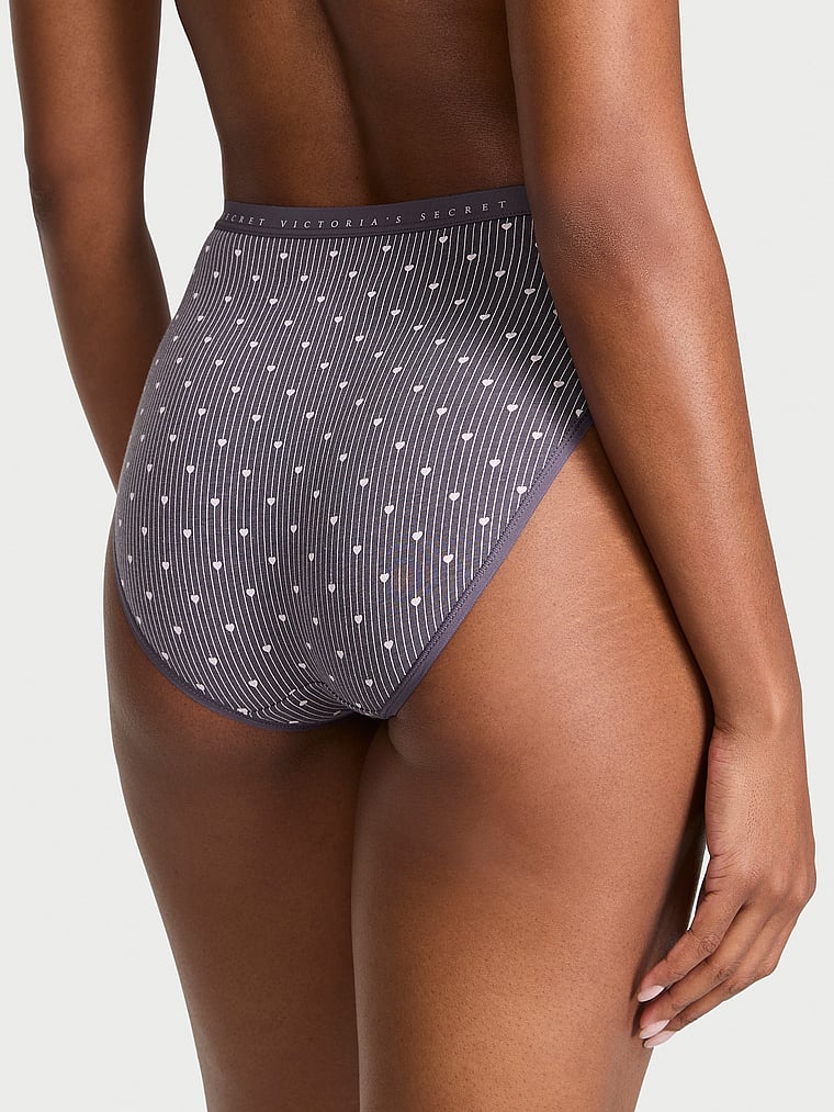 Victoria's Secret, Victoria's Secret Stretch Cotton Eyelet High-Leg Brief Panty, Tornado Heart Stripes, onModelBack, 2 of 3 Tsheca is 5'9" and wears Small