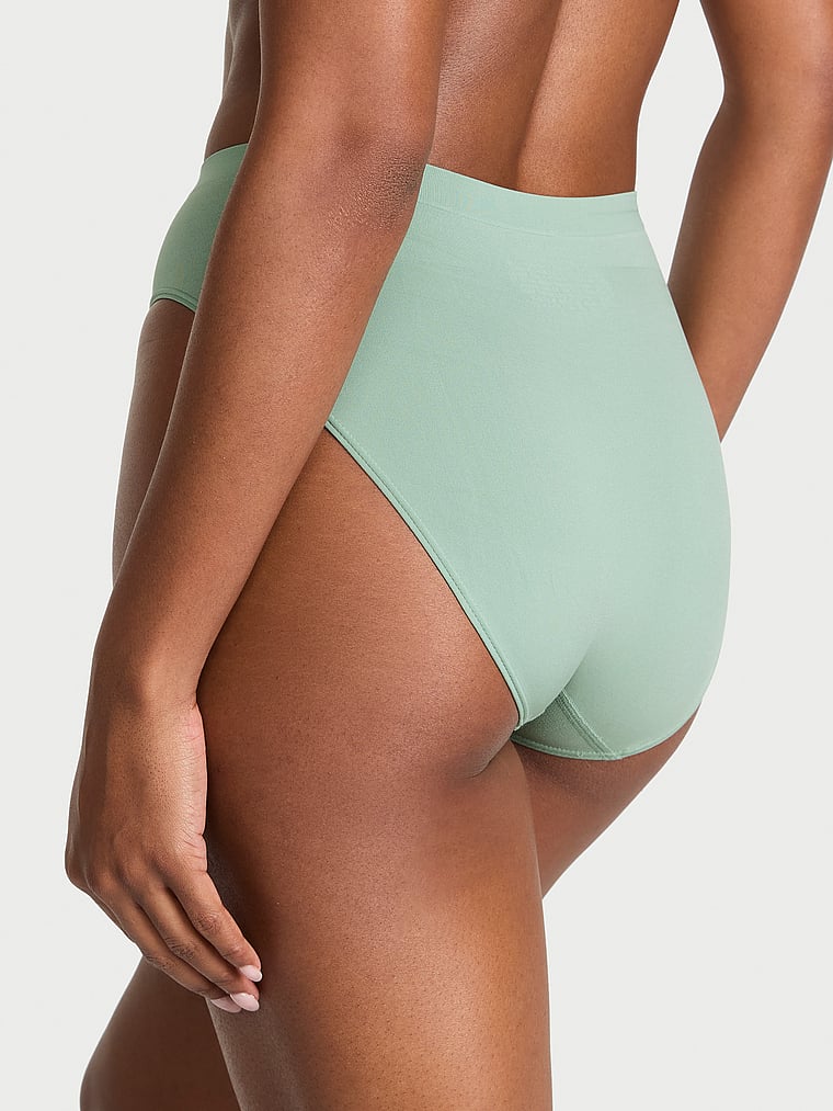Victoria's Secret, Seamless Seamless High-Leg Brief Panty, Seasalt Green, onModelBack, 2 of 3 Tsheca  is 5'9" or 175cm and wears Small