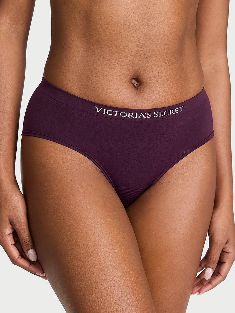 Victoria's Secret, Seamless Seamless Hiphugger Panty, Winter Wine, onModelFront, 1 of 3 Tsheca  is 5'9" and wears Small