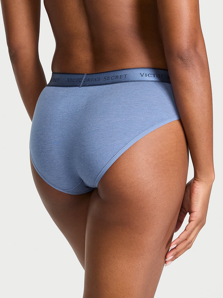 Victoria's Secret, Cotton Logo Cotton Hiphugger Panty, Moonlight Blue, onModelBack, 2 of 3 Tsheca  is 5'9" or 175cm and wears Small