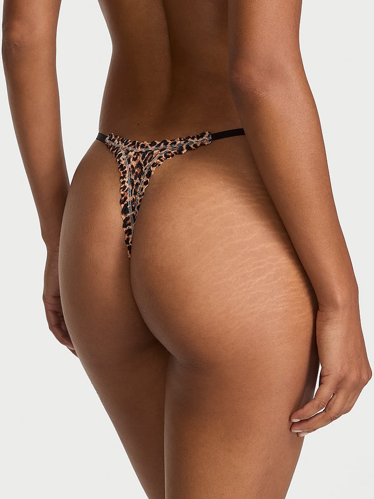 Victoria's Secret, The Lacie Lace String Thong Panty, Natural Leopard, onModelBack, 2 of 3 Daiane is 5'11" and wears Small