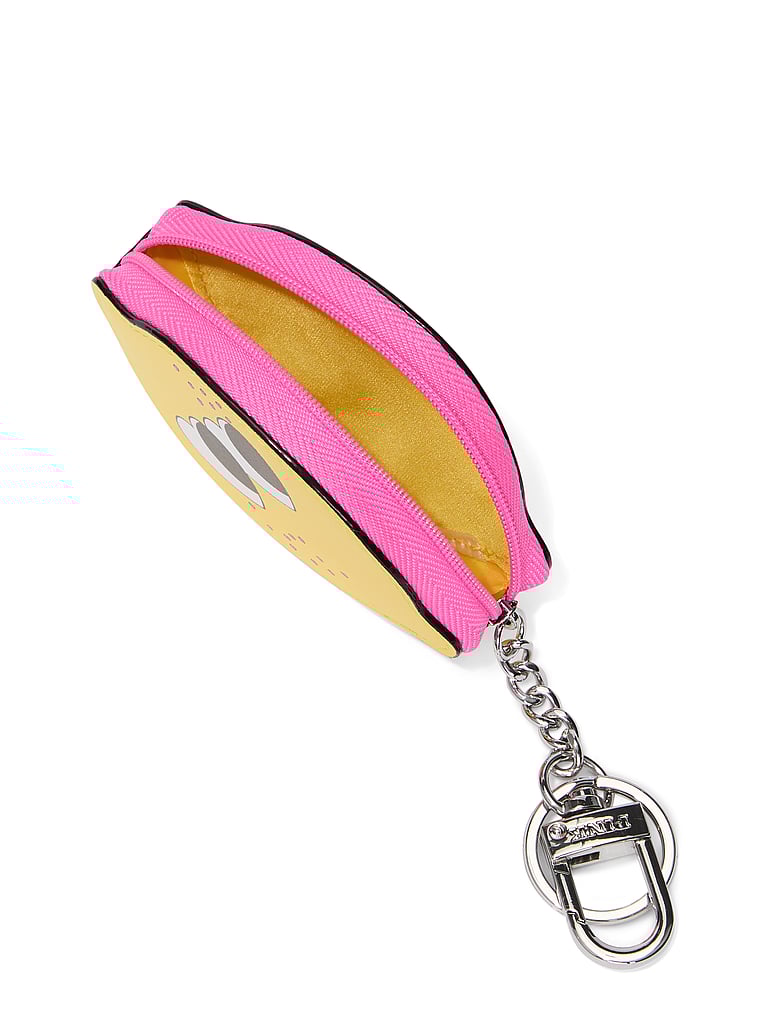 PINK Zip Pouch Keychain Charm, Lemon/Yellow Daisy, detail, 4 of 4