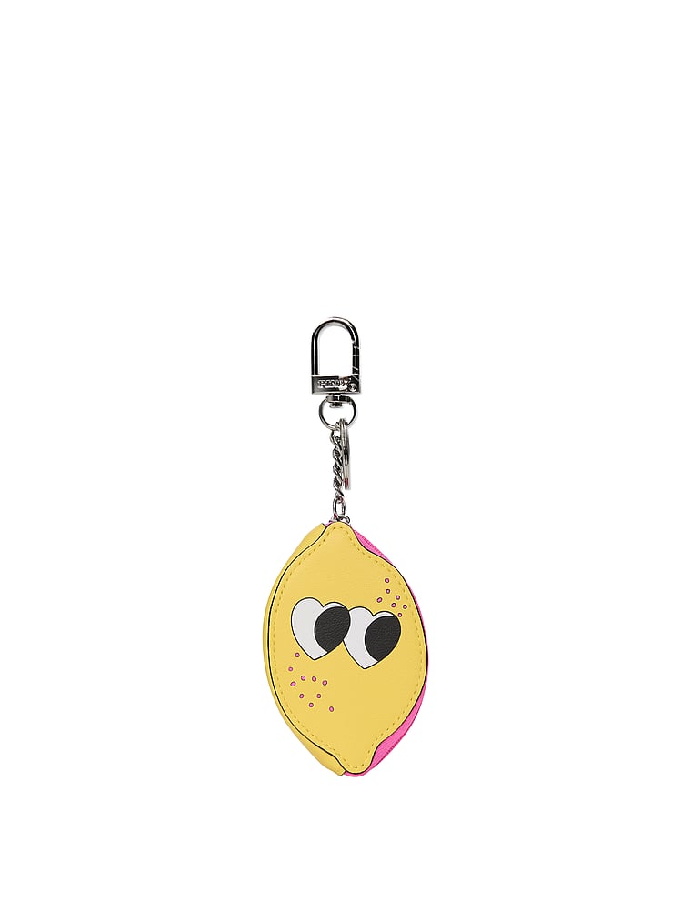 PINK Zip Pouch Keychain Charm, Lemon/Yellow Daisy, onModelFront, 2 of 4