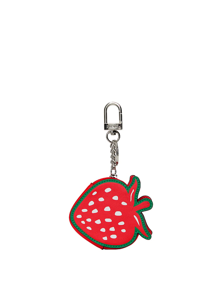 PINK Zip Pouch Keychain Charm, Strawberry/Bright Vermillion, onModelFront, 1 of 4