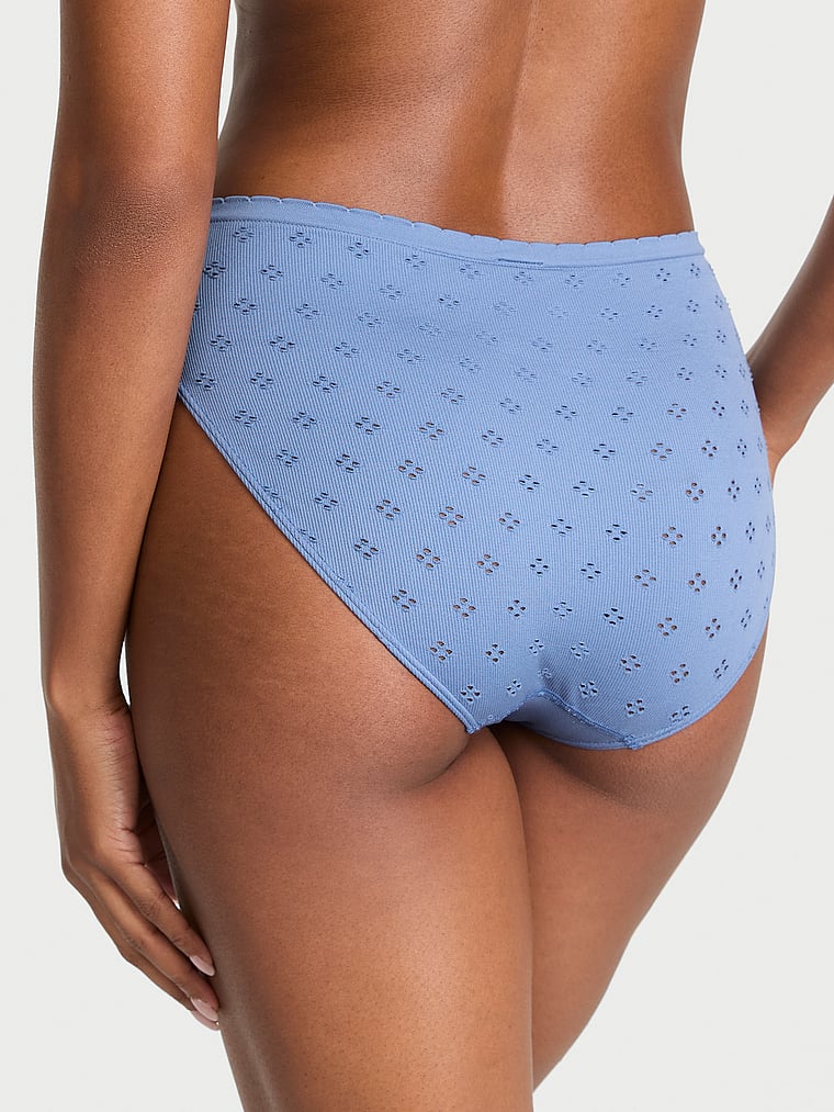 Victoria's Secret, Seamless Seamless Eyelet High-Leg Brief Panty, Moonlight Blue, onModelBack, 2 of 3 Tsheca is 5'9" and wears Small