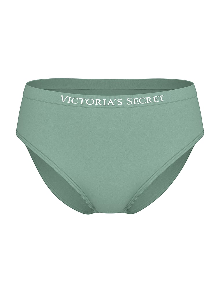 Victoria's Secret, Seamless Seamless High-Leg Brief Panty, Seasalt Green, offModelFront, 3 of 3