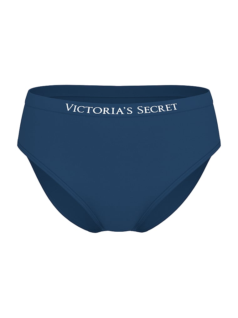 Victoria's Secret, Seamless Seamless High-Leg Brief Panty, Midnight Sea, offModelFront, 3 of 3