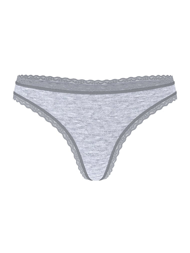 Cotton Lace-Waist Thong